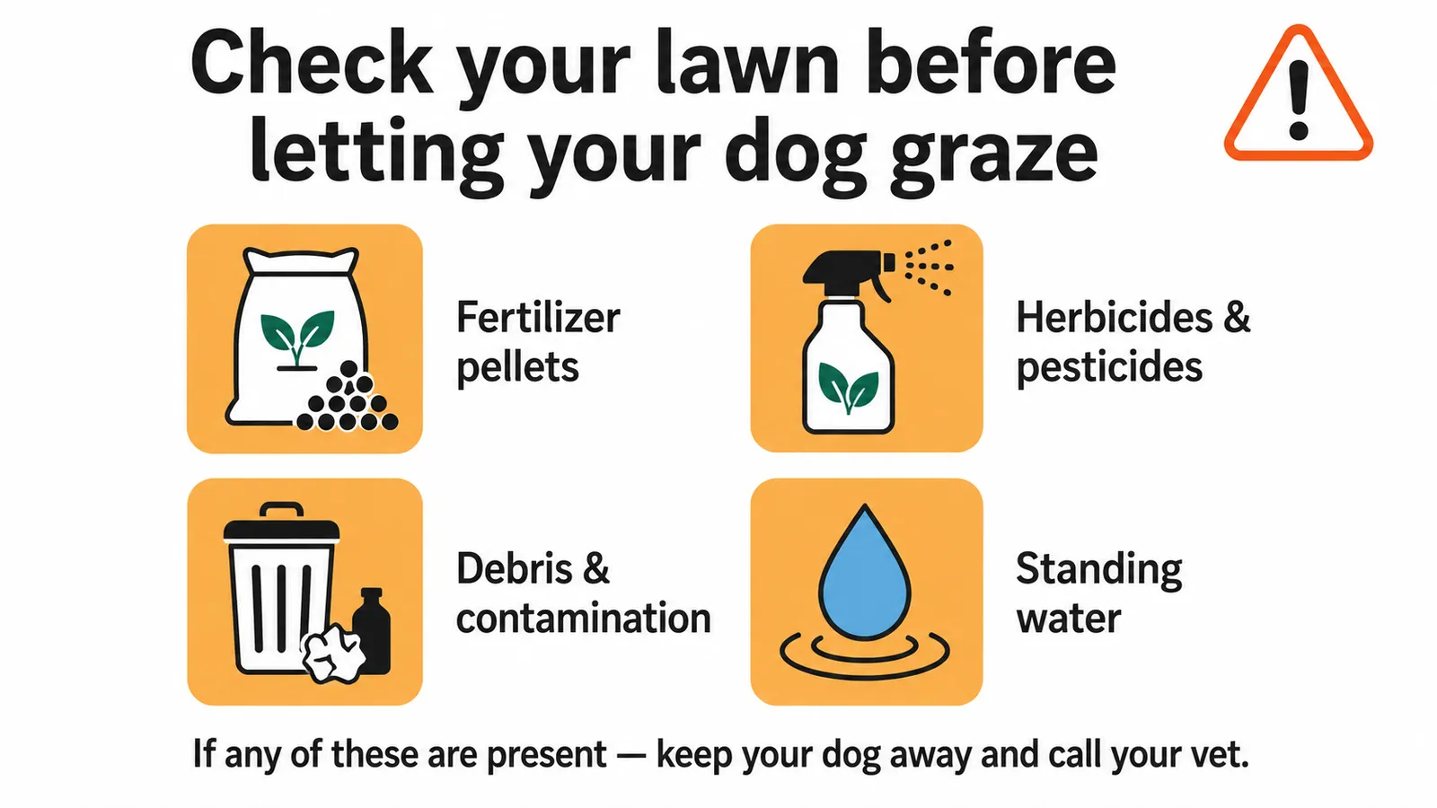 Infographic warning about treated lawns and chemical exposure risks for dogs that eat grass